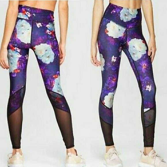 JOYLAB Legging Sz S Floral Mesh Vented High Rise - Picture 1 of 15